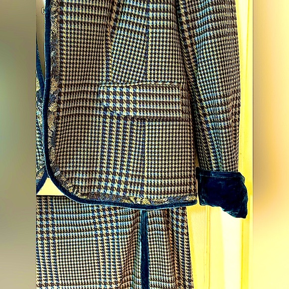 Worth Wool Suit Plaid With Blue Velvet Trim. Straight Skirt Woman’s Size 16 - Picture 15 of 16
